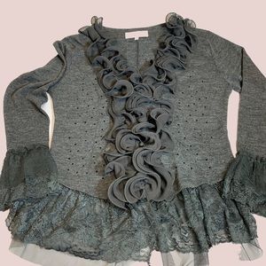 Pretty Angel Ruffle and Lace Sweater